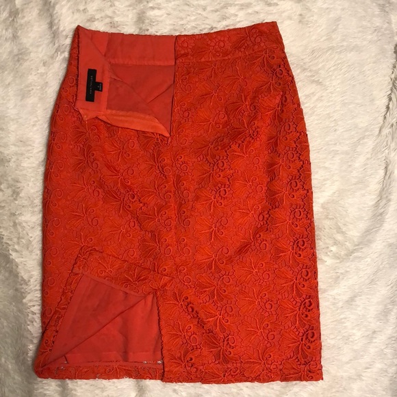 Ann Taylor Orange Lace Skirt - Picture 2 of 3
